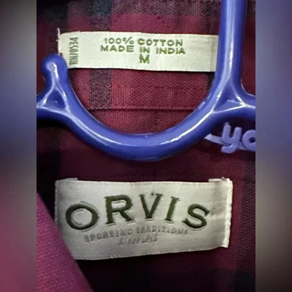 Orvis men's Flannel 💯 percent Cotton red green Plaid. - Picture 4 of 5